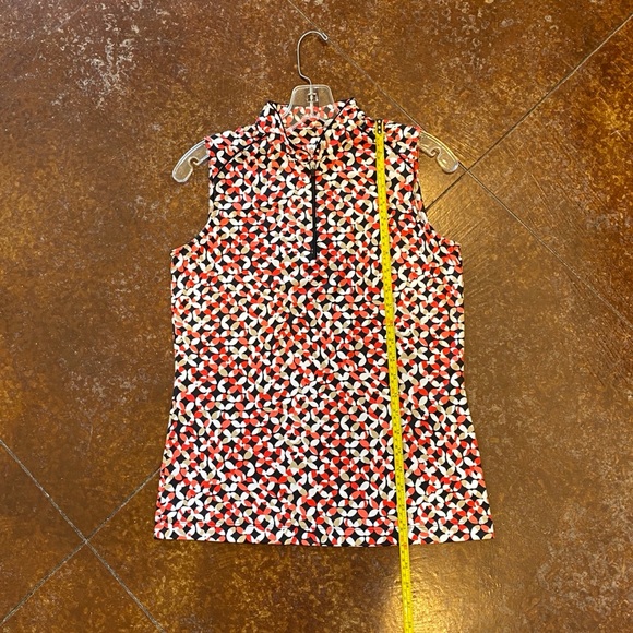 TAIL White Label Sleeveless 1/4 Zip Top Orange/Black pattern - Picture 3 of 11